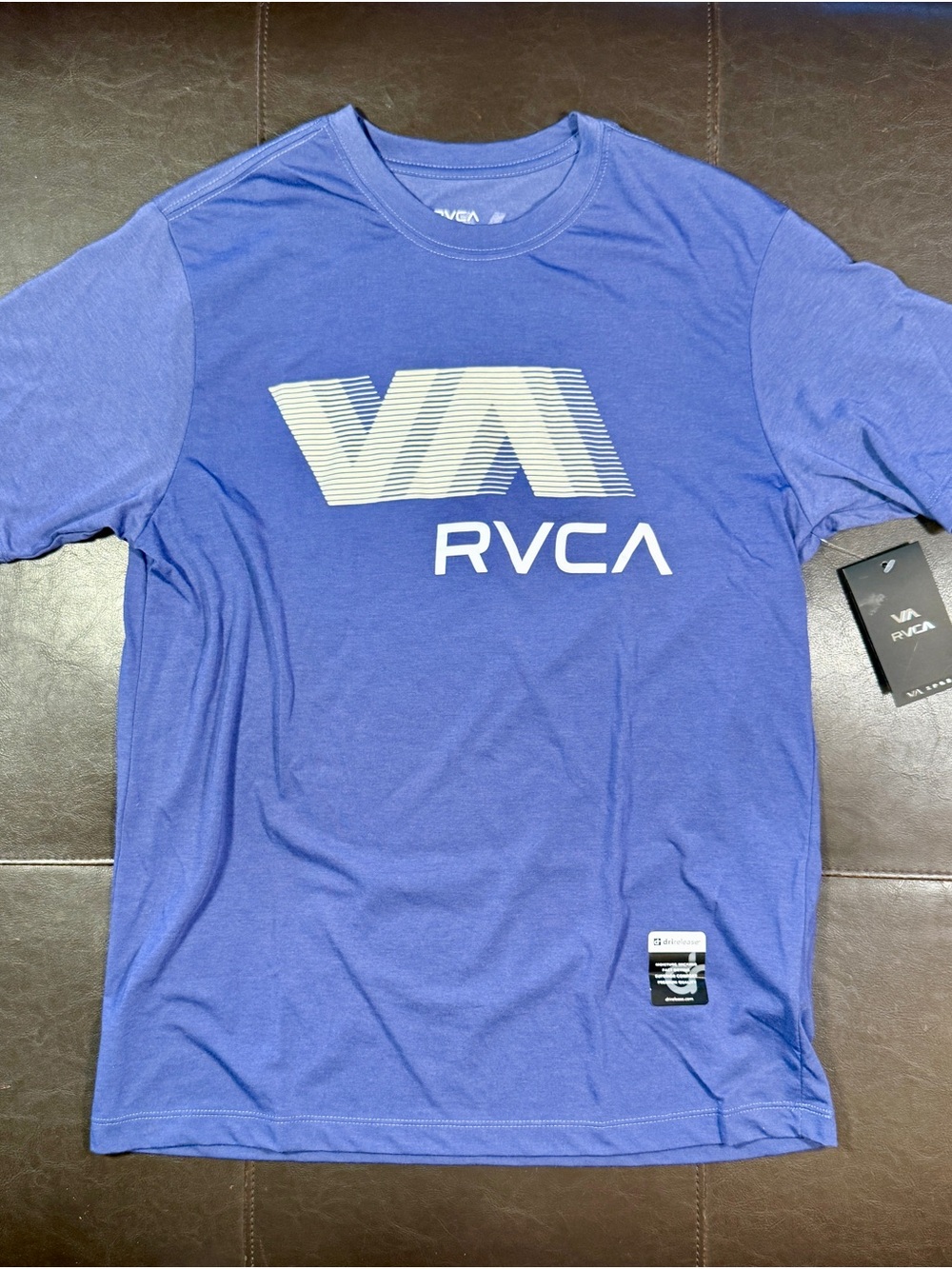 RVCA Blue Short Sleeve Logo Tee